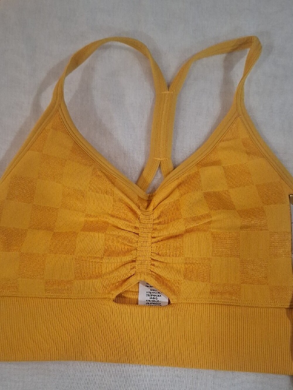 JoyLab Yellow Checker Ruched Racerback Sports Bra Size XS - Picture 9 of 9